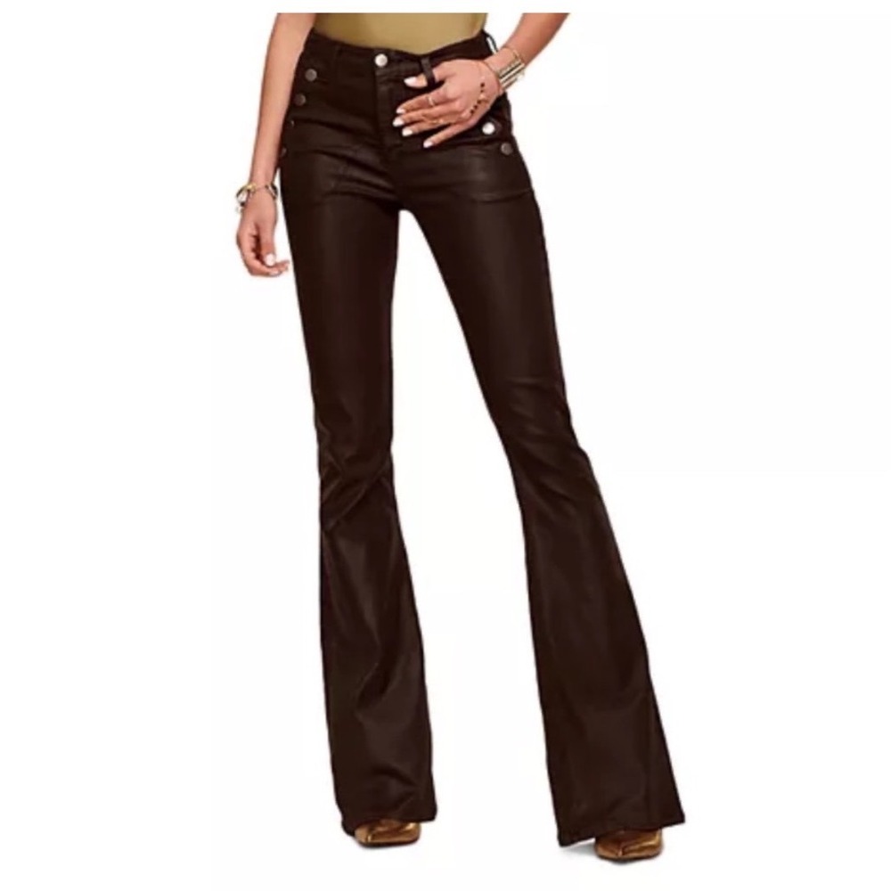 NWT $275 RAMY Brook Helena High-Rise Flare Coated Japanese Denim Sailor Jean  26 - Picture 3 of 15